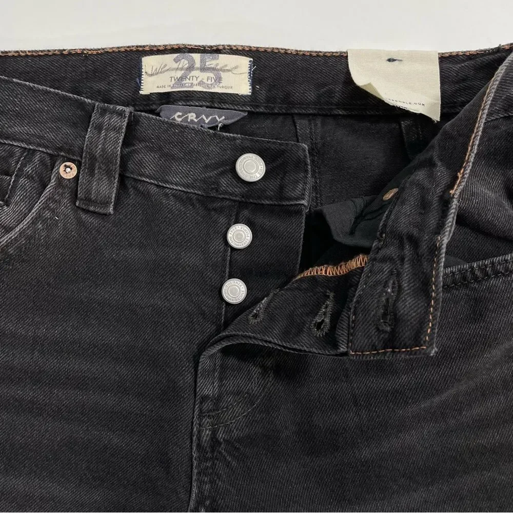 NWT‎ We The Free Jeans Size 25 Free People Black Curvy Siren Low Rise Straight